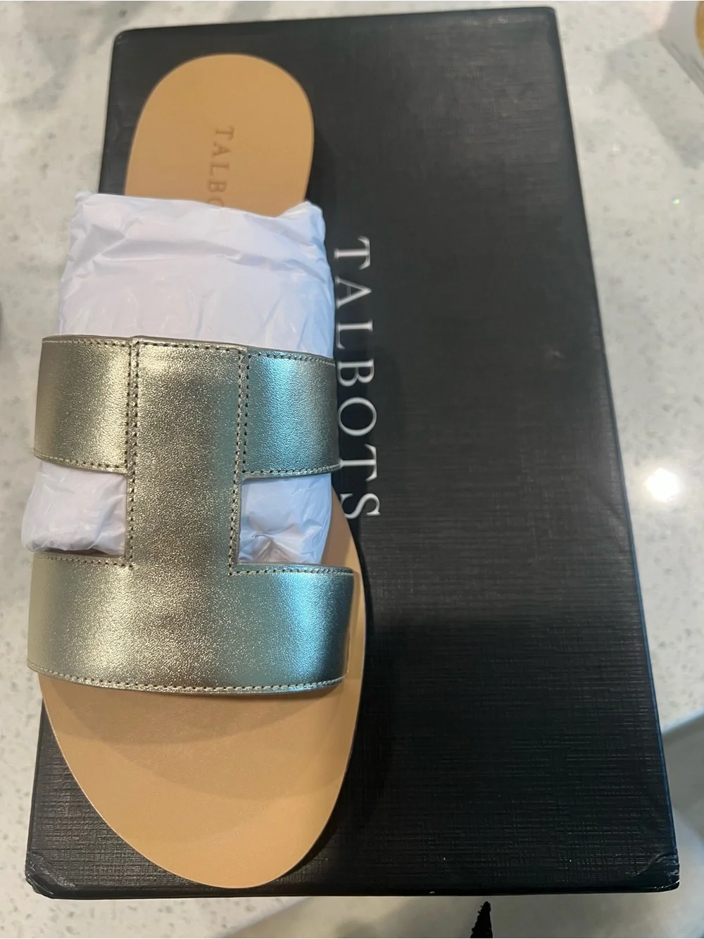 Talbots Metallic Gold Slide Hannah Sandals